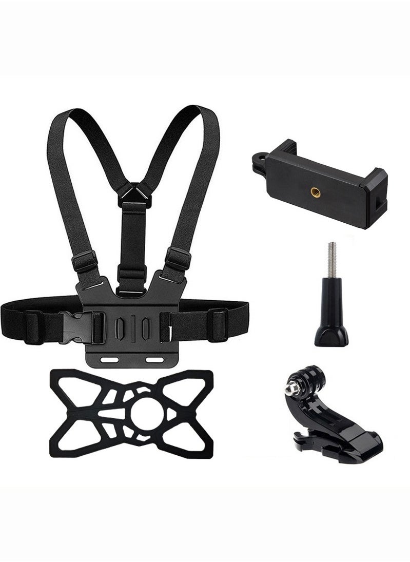 KASTWAVE Camera Chest Mount Strap Harness Fit for AKASO DJI Osmo Adjustable Cell Phone with Sports Installation Bracket kit Mobile Bracket Backpack Clip Holder  - Image 1