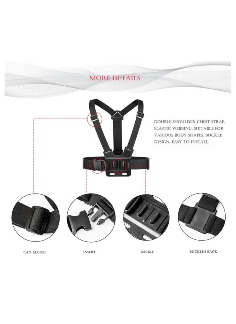 KASTWAVE Camera Chest Mount Strap Harness Fit for AKASO DJI Osmo Adjustable Cell Phone with Sports Installation Bracket kit Mobile Bracket Backpack Clip Holder  - Image 2