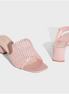 Ella Limited Edition Block Heel Mesh Diamante Mule Sandal  - Image 4