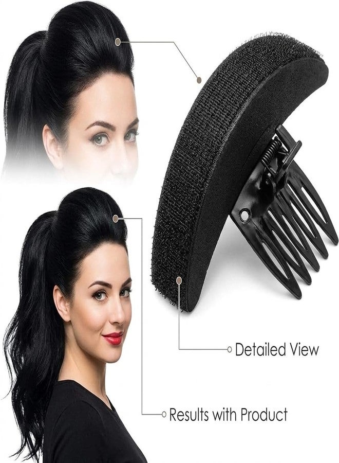 DazzleDiva Hair Volume Bump It Up Tool - Instant Puff Base Clip for Ponytail & Updo Styling - Lightweight Invisible Volumizer Sponge Pad for Women - Non-Slip Hair Accessory for Natural Height, Volume & Elegant Hairstyles, Black (Curved Shaped) - Image 5