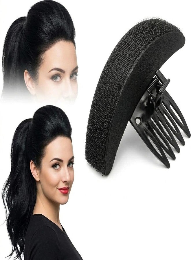 DazzleDiva Hair Volume Bump It Up Tool - Instant Puff Base Clip for Ponytail & Updo Styling - Lightweight Invisible Volumizer Sponge Pad for Women - Non-Slip Hair Accessory for Natural Height, Volume & Elegant Hairstyles, Black (Curved Shaped) - Image 1