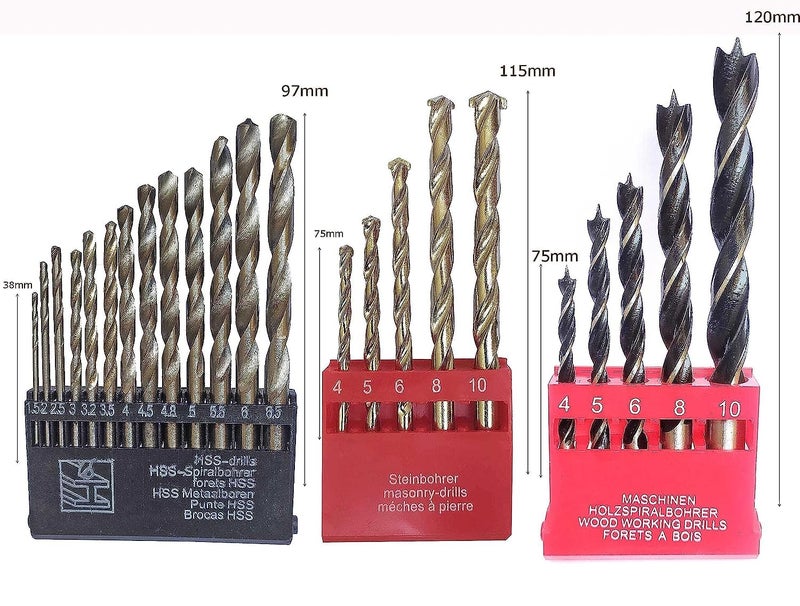 Inditrust 5pc masonry 5pc wood and 13pc HSS drill bit (Pack of 3) set for drilling - Image 2