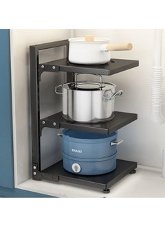 TYCOM Tycom Pots and Pans Organizer for Cabinet,Kitchen Organizer and Storage Rack,Space Saving Stand with Adjustable Dividers,3 Layer Single Sided With Panel Black  - Image 1