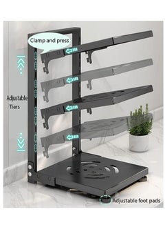 TYCOM Tycom Pots and Pans Organizer for Cabinet,Kitchen Organizer and Storage Rack,Space Saving Stand with Adjustable Dividers,3 Layer Single Sided With Panel Black  - Image 5