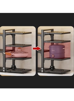 TYCOM Tycom Pots and Pans Organizer for Cabinet,Kitchen Organizer and Storage Rack,Space Saving Stand with Adjustable Dividers,3 Layer Single Sided With Panel Black  - Image 3
