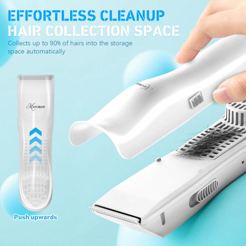 M'AYCREATE MAYCREATE® Baby Hair Trimmer Baby Hair Clipper for Babies & Kids 0-5 Years Old Safe & Low-Noise Trimmer with Built-in Vacuum, Auto Hair Suction, Fully Waterproof, USB Charging and Accessories Kit - Image 2