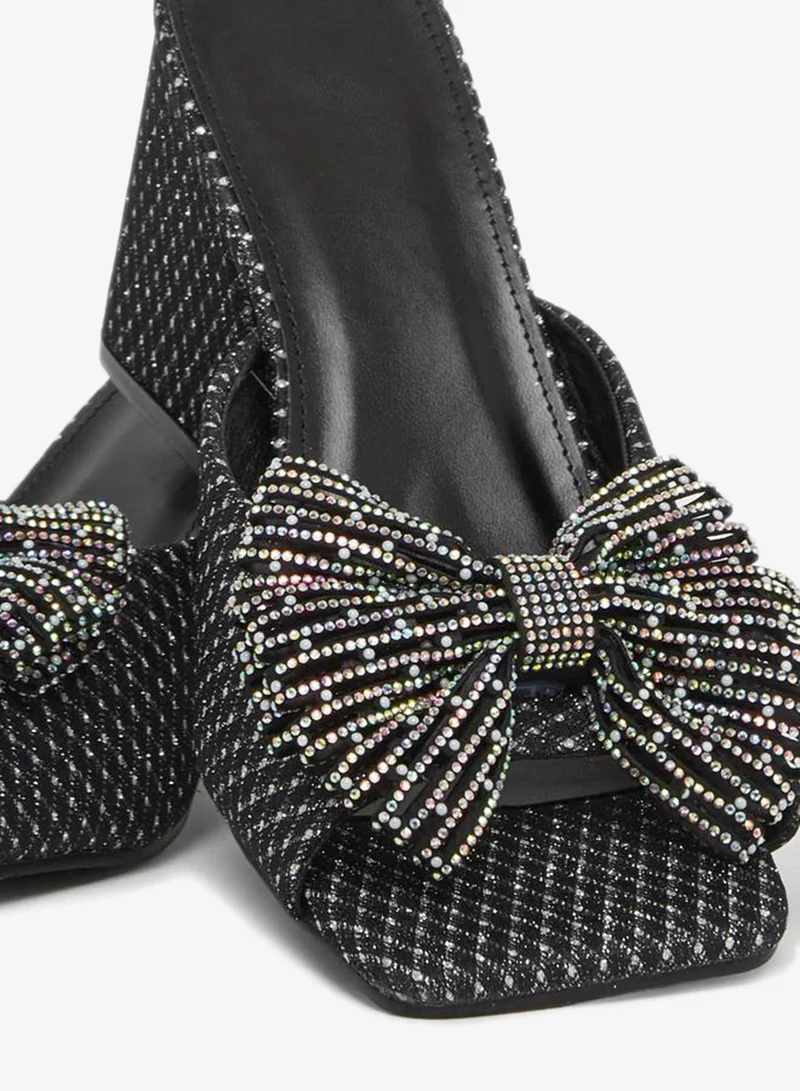 Take Two Women Black Embellished Block Heel Sandals