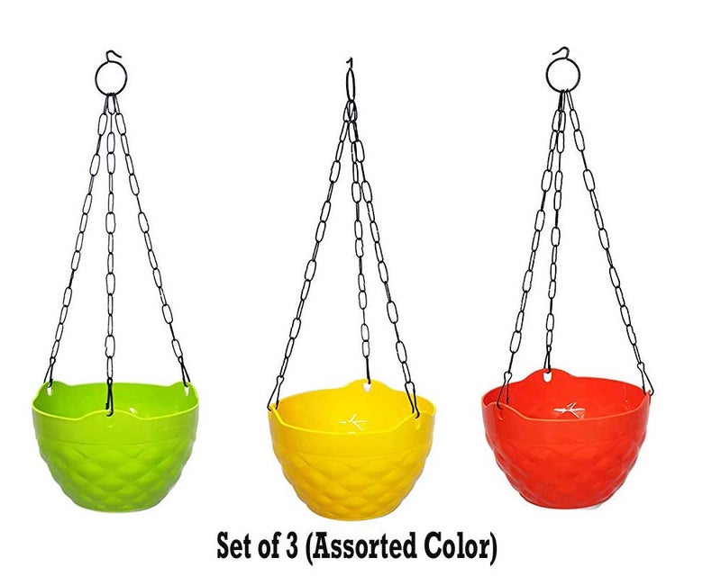 Go Hooked Plastic Hanging Diamond Planter | Hanging Pots for Plants (Set of 3) - Image 2
