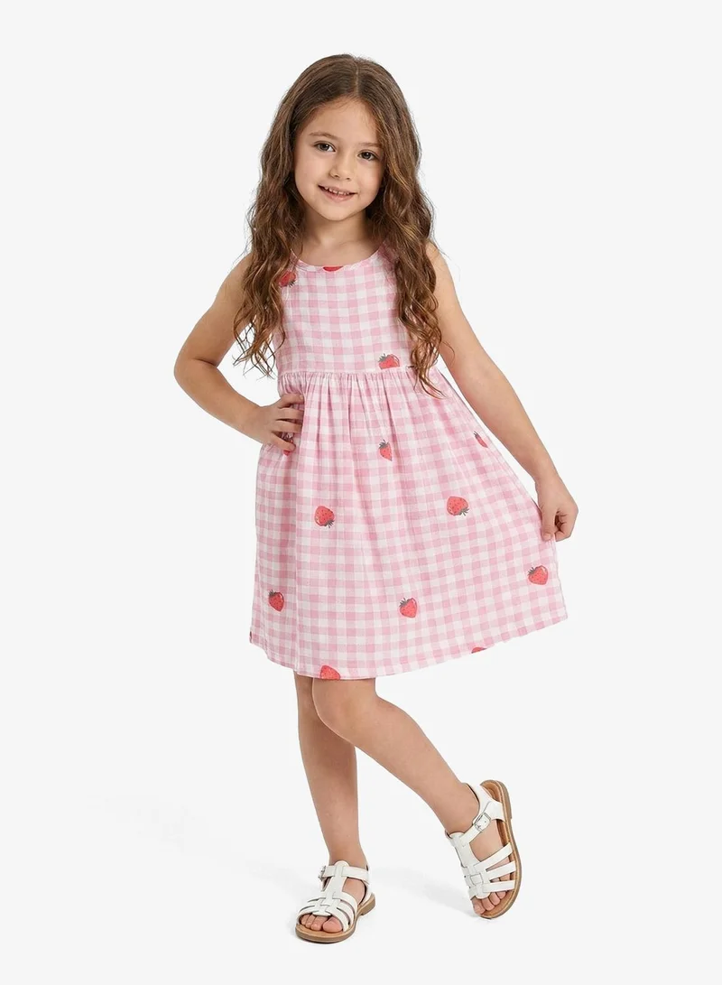Pinata Strawberry Print Gingham Dress