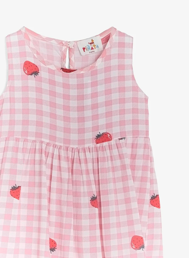 Pinata  Strawberry Print Gingham Dress for Women | Best Price UAE