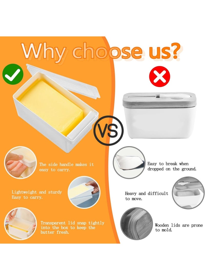 SYOSI طبق زبدة، 2 قطع حاملة زبدة مغطاة مع غطاء وقاطع، سهل التقطيع والتحكم في الحصص، صينية تخزين على المنضدة والثلاجة، مادة متينة خالية من BPA، مثالية للاستخدام في المطبخ - Image 4