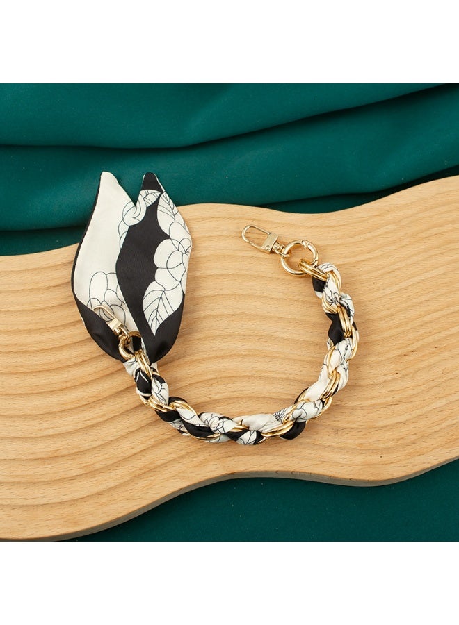 NIBEMINENT Beaded Phone Lanyard, Anti Lost Removable Wrist Strap, Scarf Personality Bracelet Pendant, Phone Keychain Lanyard, White