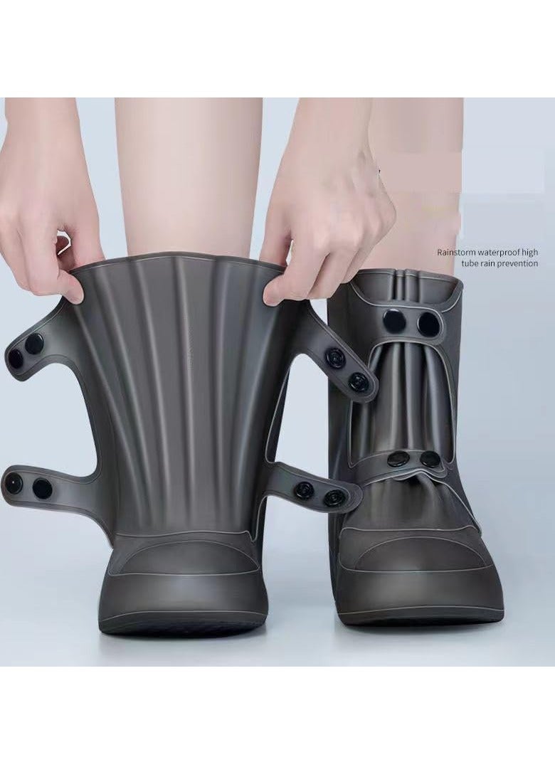 general Rain shoe covers, waterproof shoe covers, rain cover, shoes, rain, snow, anti-mud, protect shoes, rain boots, foldable, compact, suitable for rainy season, work and school, shoe covers, waterproof, transparent, thick, wear-resistant, easy to care, easy to carry, unisex (brown) - Image 2