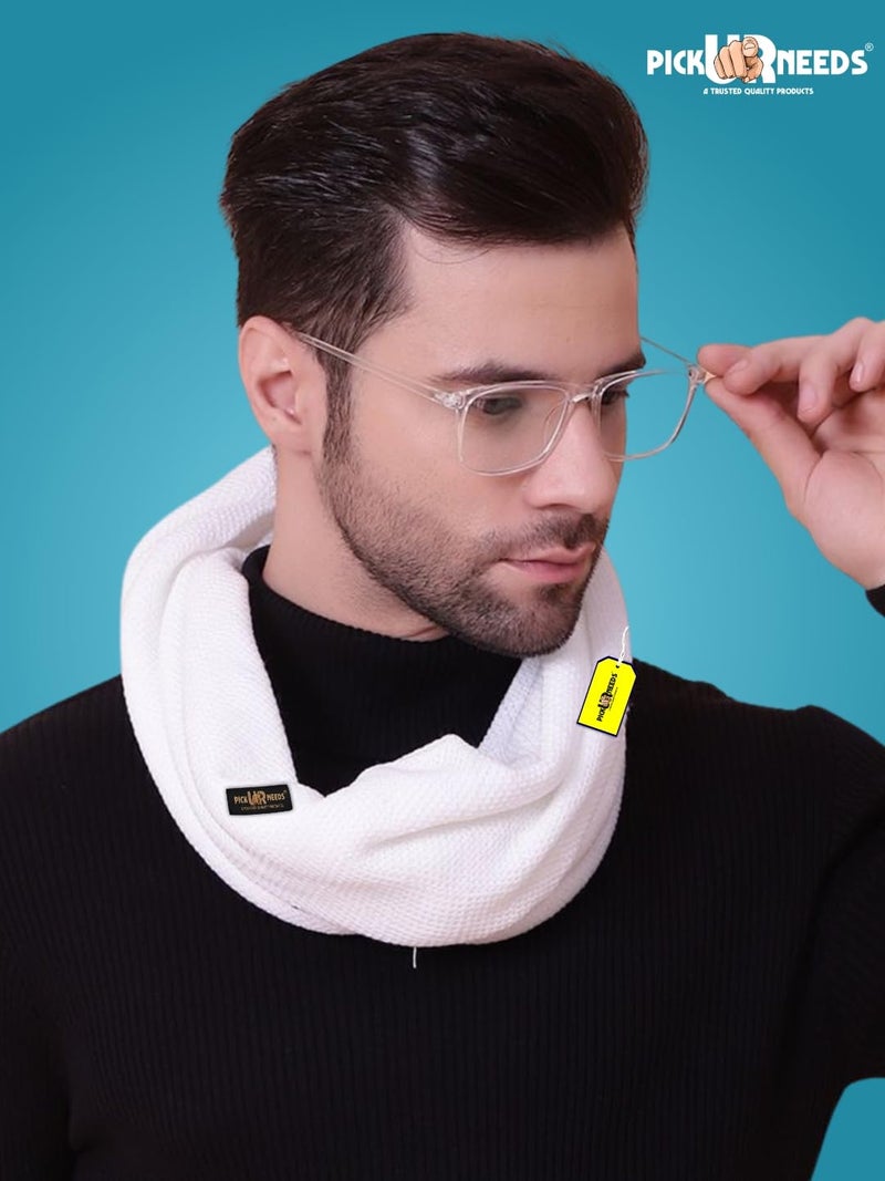 Pick Ur Needs Premium Soft, Warm & Breathable Wool Blend Winter Scarf for Men Fashionable Elegant Muffler (White) - Image 2
