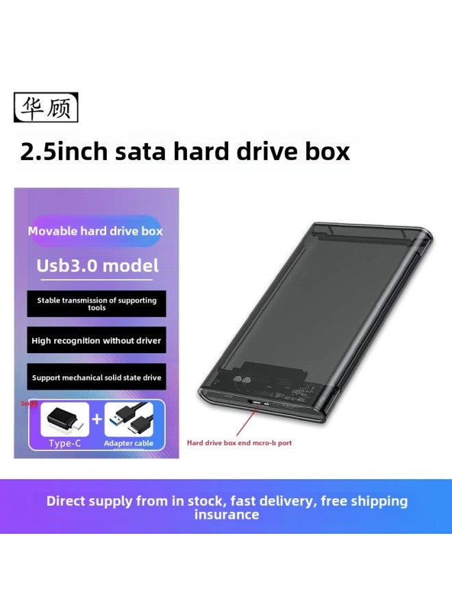 2.5 Inch Notebook Mobile Hard Disk Box Hard Disk External Box USB3.1 Mechanical Solid State Drive Ssd Transmission Bz-Color:▓Usb3.0 Gray Blue + Type-c Adapter░ - Image 1