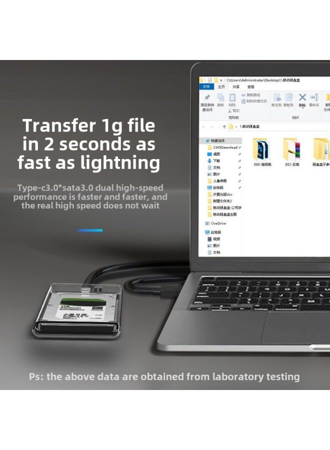 2.5 Inch Notebook Mobile Hard Disk Box Hard Disk External Box USB3.1 Mechanical Solid State Drive Ssd Transmission Bz-Color:▓Usb3.0 Gray Blue + Type-c Adapter░ - Image 2