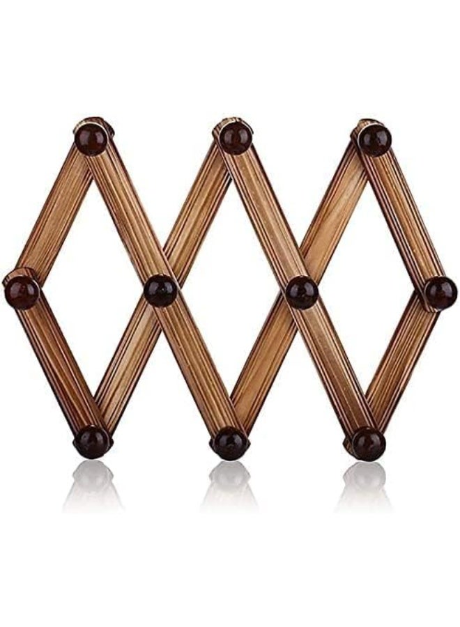 Adjustable Wooden Coat Rack – Expandable Wall Mounted Hanger with 10 Hooks for Clothes, Bags, and Accessories – Rustic Home & Office Organizer - Image 5