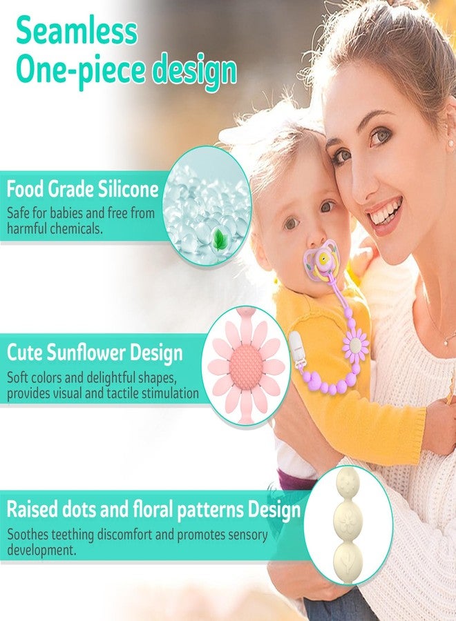 LSTRAGY Pacifier Clip, 2 Pack Silicone Pacifier Clip with One Piece Design for Newborn Boys and Girls, Floral Patterns Pacifier Holder Clip Fits for Most Pacifier, Baby Shower and Baby Gift - Image 3