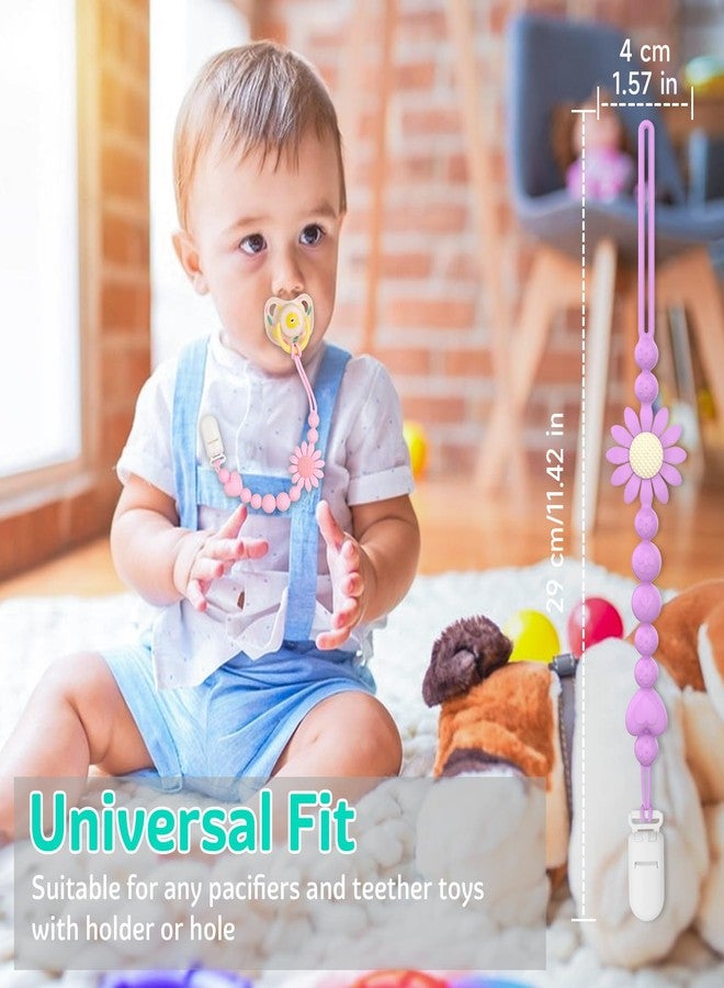 LSTRAGY Pacifier Clip, 2 Pack Silicone Pacifier Clip with One Piece Design for Newborn Boys and Girls, Floral Patterns Pacifier Holder Clip Fits for Most Pacifier, Baby Shower and Baby Gift - Image 5