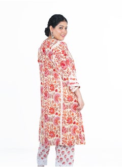 PRIYA’S PANACHE Women's Free-Size (Fits M-2XL) Loose-Fitting Cotton Hand Block Printed Kurta Set with Dupatta | Indian Ethnic Salwar Kameez Suit | Elegant Traditional Festive Wear  - Image 5
