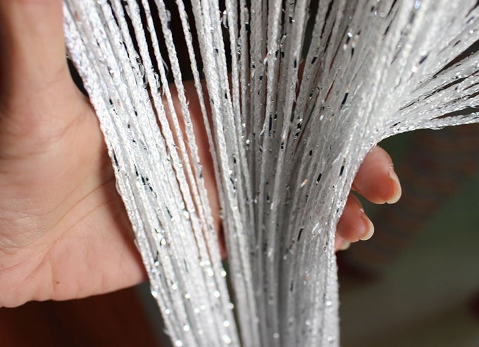 1x2 M Door String Curtain Rare Flat Silver Ribbon Thread Fringe Window Panel Room Divider Cute Strip Tassel for Wedding Coffee House Restaurant Parts White