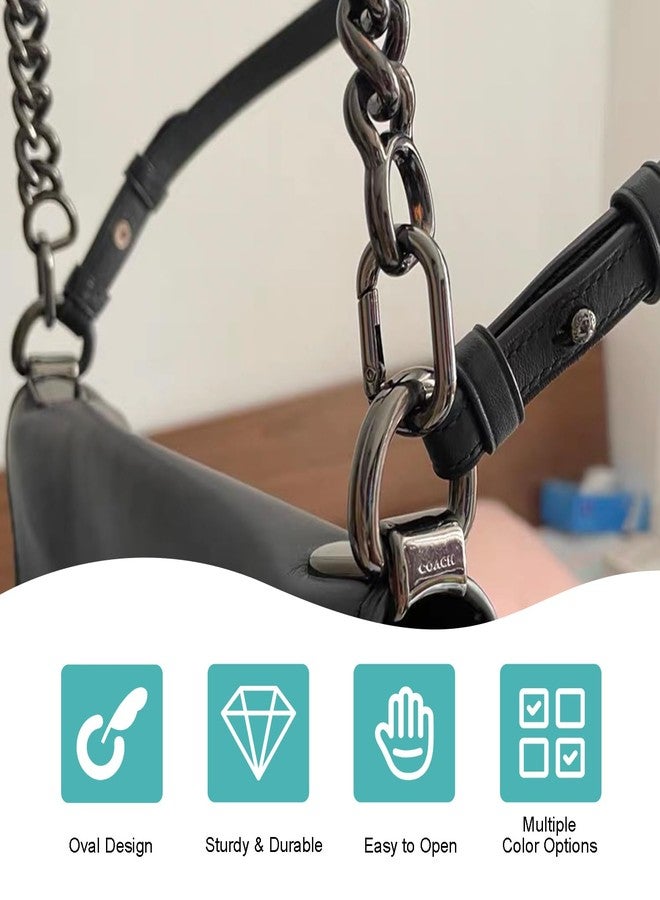 CooBigo مجموعة CooBigo من 10 حلقات مفاتيح بيضاوية الشكل مقاس 1 بوصة، مزودة بمشابك معدنية صغيرة على شكل زنبرك لسلسلة مفاتيح الباراكورد، وحلقات مفاتيح السيارة، وأبازيم أطواق الحيوانات الأليفة، واستبدال حلقات مفاتيح الحقيبة (أسود) - Image 3