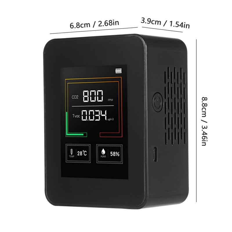 Air Quality Monitor CO2 TVOC Meter Temperature and Humidity Carbon Dioxide Detector with Alarm Function Tabletop Real-time Air Gas Detector for Home Office Kindergarten School - Image 5