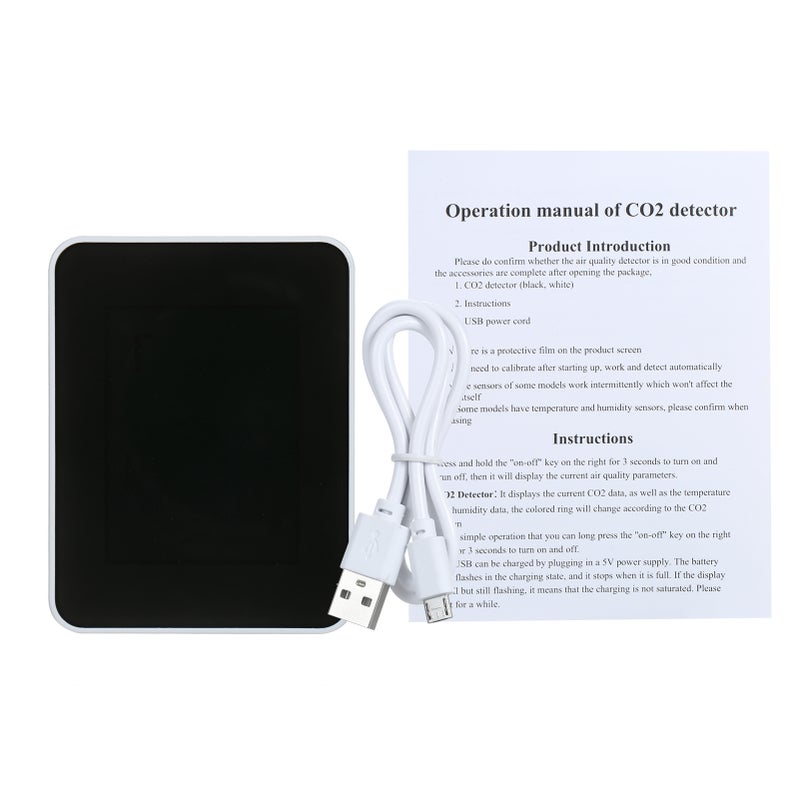 Air Quality Monitor CO2 TVOC Meter Temperature and Humidity Carbon Dioxide Detector with Alarm Function Tabletop Real-time Air Gas Detector for Home Office Kindergarten School - Image 4