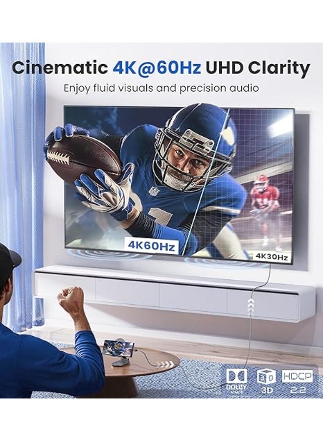 Type C to HDMI Adapter  USB 3.1 USB C to HDMI Cable, Compatible with TV, iPhone 15 Series, iPad 10/Pro/Air/Mini, Samsung S24 Series/S23 Series/Galaxy Z, MacBook Pro, Dell XPS, Huawei P60 Pro  - Image 4
