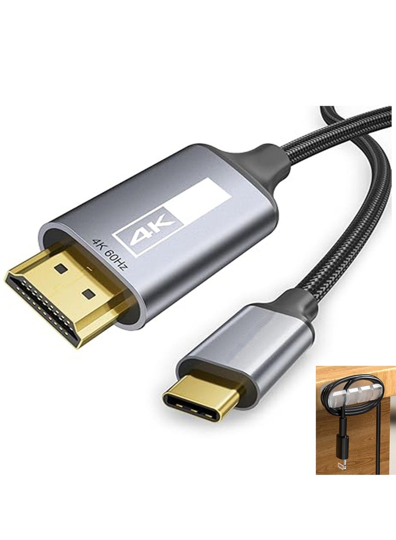 Type C to HDMI Adapter  USB 3.1 USB C to HDMI Cable, Compatible with TV, iPhone 15 Series, iPad 10/Pro/Air/Mini, Samsung S24 Series/S23 Series/Galaxy Z, MacBook Pro, Dell XPS, Huawei P60 Pro - Image 1