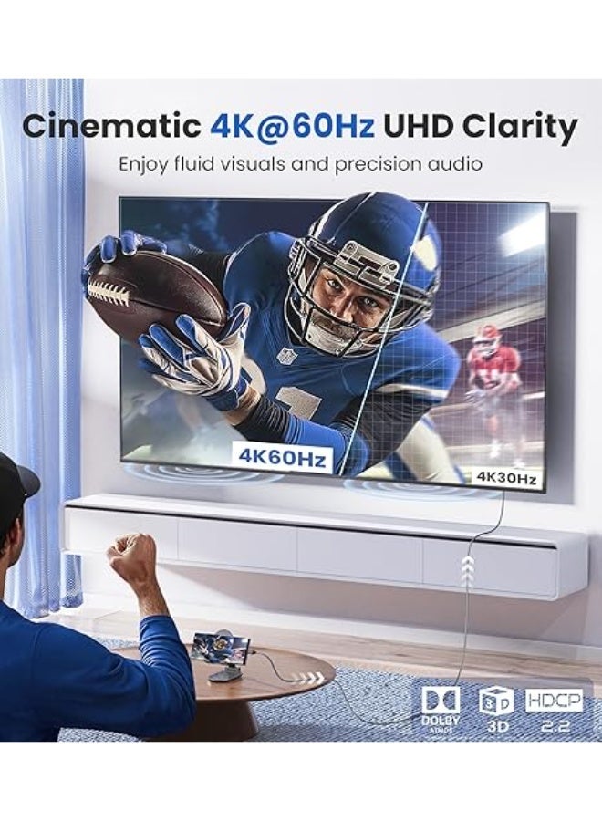 Type C to HDMI Adapter  USB 3.1 USB C to HDMI Cable, Compatible with TV, iPhone 15 Series, iPad 10/Pro/Air/Mini, Samsung S24 Series/S23 Series/Galaxy Z, MacBook Pro, Dell XPS, Huawei P60 Pro - Image 3