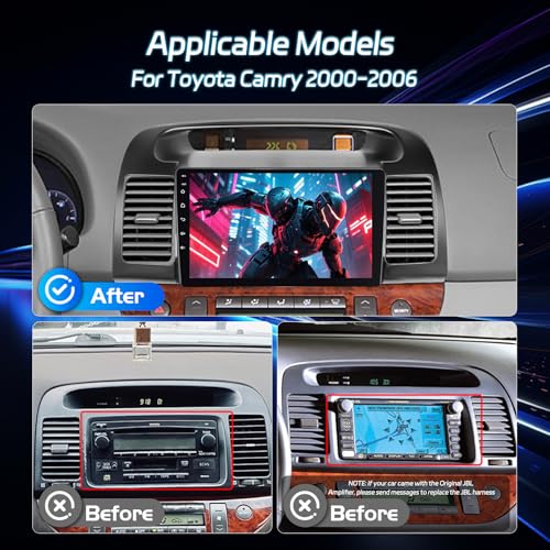 NHOPEEW Android Car Stereo for Toyota Camry 2000 2001 2002 2003 2004 2005 2006, [2+64G] 9 Inch Touchscreen Camry Radio with Wireless Carplay and Andriod Auto - EQ, Mirror Link, WiFi +AHD Backup Camera - Image 2