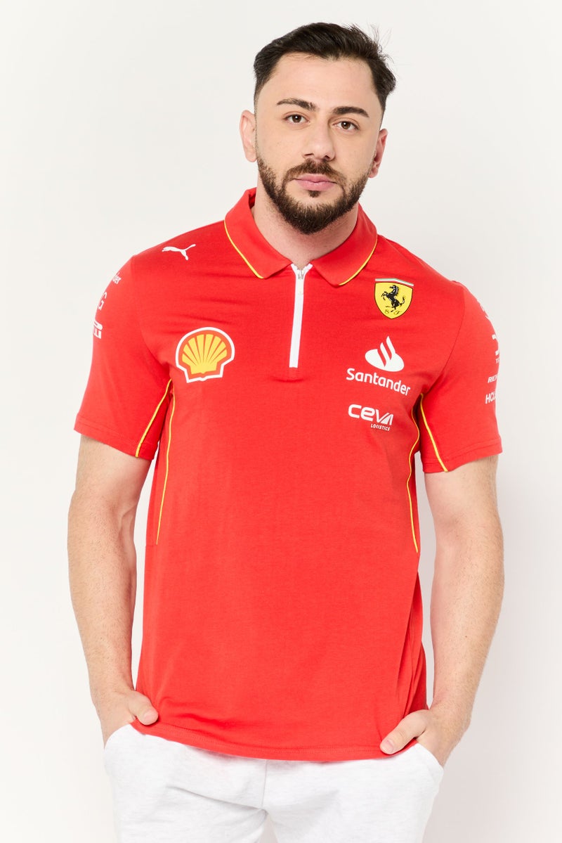 PUMA Puma x Scuderia Ferrari Men Shell  Sportswear Fit Short Sleeves Outdoor Polo Shirt, Red - Image 1