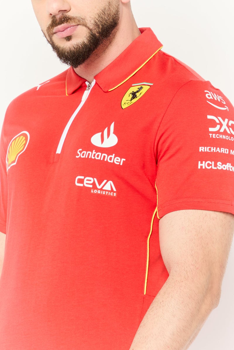 PUMA Puma x Scuderia Ferrari Men Shell  Sportswear Fit Short Sleeves Outdoor Polo Shirt, Red - Image 3