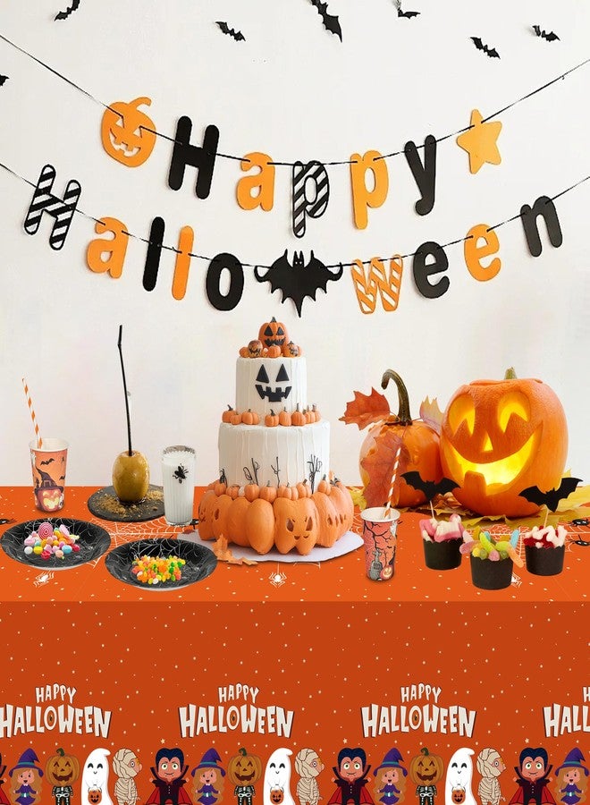 آت فن شوب مجموعة من 4 قطع من مفارش طاولة الهالوين، غطاء طاولة للاستخدام مرة واحدة، مقاس 54×108 سم، زينة الهالوين، ديكور حفلات أعياد ميلاد الأطفال، مفرش طاولة مقاوم للماء والانسكاب بتصميم شبكة عنكبوت مخيفة - مثالي للعشاء - Image 2