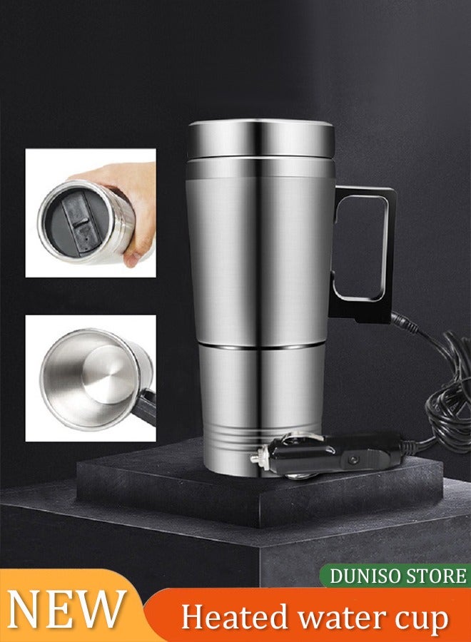 Generic Car Kettle 350Ml+150ML Stainless Steel Car Electric Heating Kettle Coffee Tea Travel Water Heating Cup  - Image 1