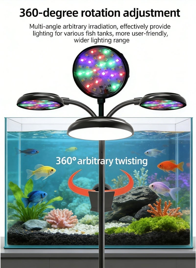 سيسلي أضواء حوض السمك، سوداء عالية السطوع مع 3 أوضاع ألوان و10 مستويات تعتيم، ضوء LED يعمل عبر USB وقابل للتثبيت بمشبك مع رقبة مرنة بزاوية 360° للحوض والنباتات المائية - Image 2