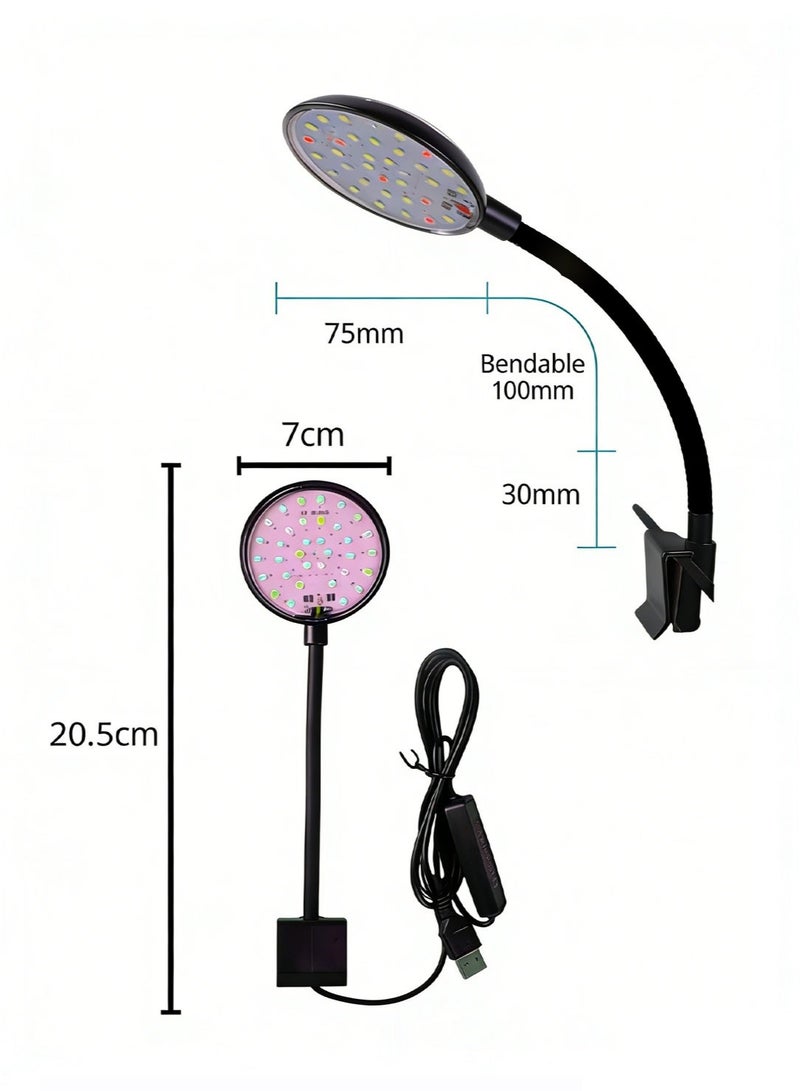 سيسلي أضواء حوض السمك، سوداء عالية السطوع مع 3 أوضاع ألوان و10 مستويات تعتيم، ضوء LED يعمل عبر USB وقابل للتثبيت بمشبك مع رقبة مرنة بزاوية 360° للحوض والنباتات المائية - Image 4