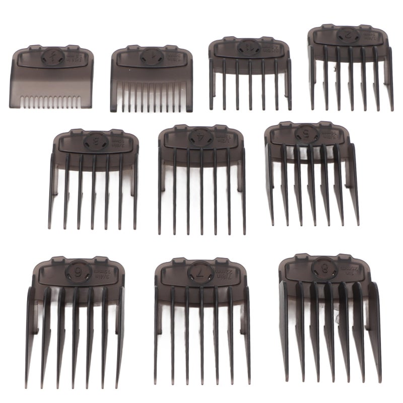 10pcs Hair Clipper Combs Guides Fully Compatible Attachment Professional Lightweight Hair Trimmers Cutting Guides Black - Image 2