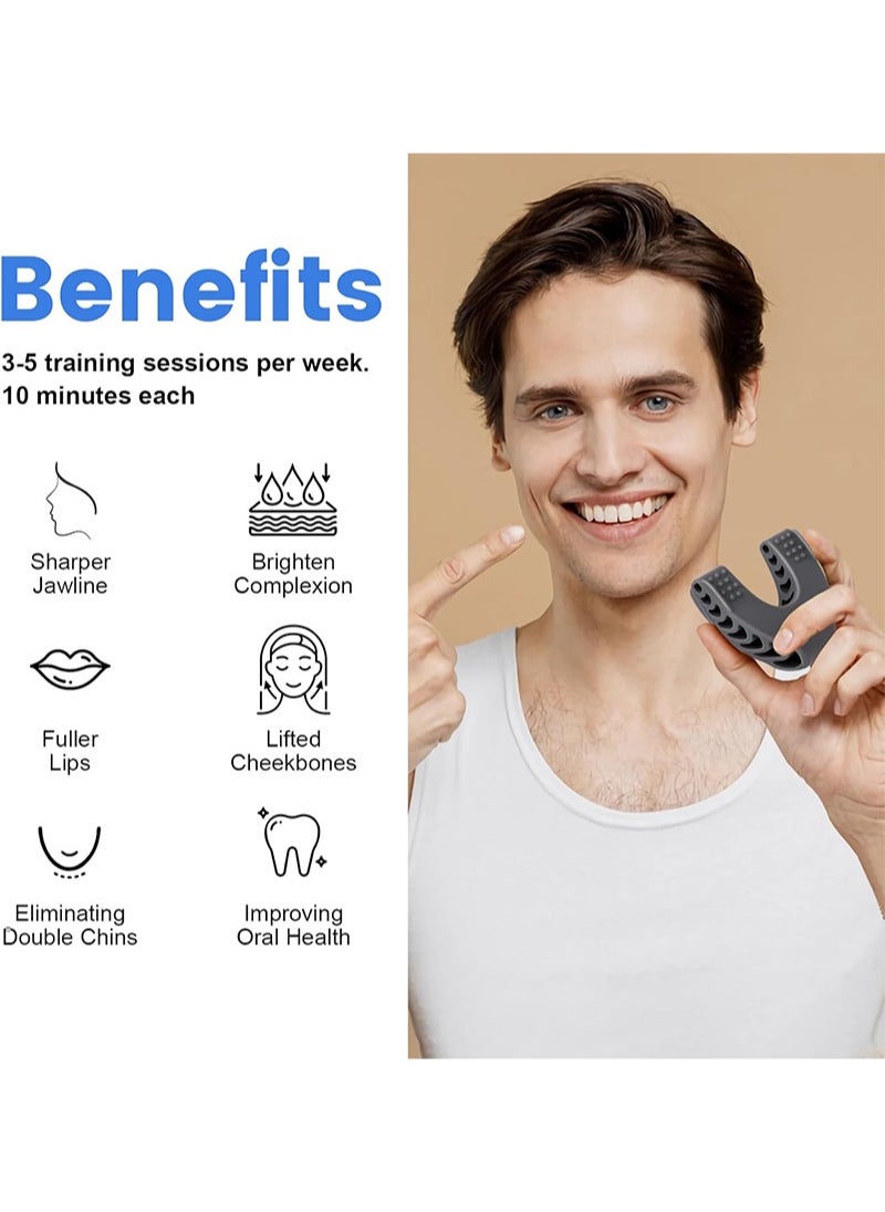 Aikanbo - Jaw Exerciser for Men and Women 2 Model Set with 3 Levels Silicone Resistance for Beginner,Intermediate and Advanced Jawline Toner Line Exerciser White/Grey/Black - Image 1