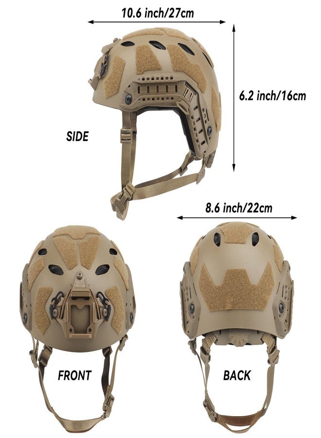 اوتاك خوذة AOUTACC التكتيكية الخفيفة والسريعة، خوذة عسكرية متكاملة مع قاعدة تثبيت نظارات الرؤية الليلية، وقضبان جانبية مطورة، وحزام سماعة رأس مُجهز مسبقًا، وملحقات أخرى للخوذة مناسبة للرياضات العسكرية، والقتال، والصيد - لون تان - Image 2