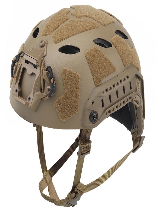 اوتاك خوذة AOUTACC التكتيكية الخفيفة والسريعة، خوذة عسكرية متكاملة مع قاعدة تثبيت نظارات الرؤية الليلية، وقضبان جانبية مطورة، وحزام سماعة رأس مُجهز مسبقًا، وملحقات أخرى للخوذة مناسبة للرياضات العسكرية، والقتال، والصيد - لون تان - Image 1