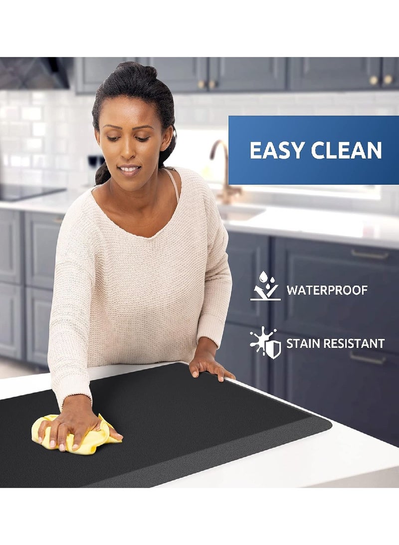 Kitchen Mat Cushioned Anti-Fatigue Rug 43.9CM x 71.1CM Waterproof Anti-Slip Standing Comfortable For Home Sink Office (Black) - Image 3