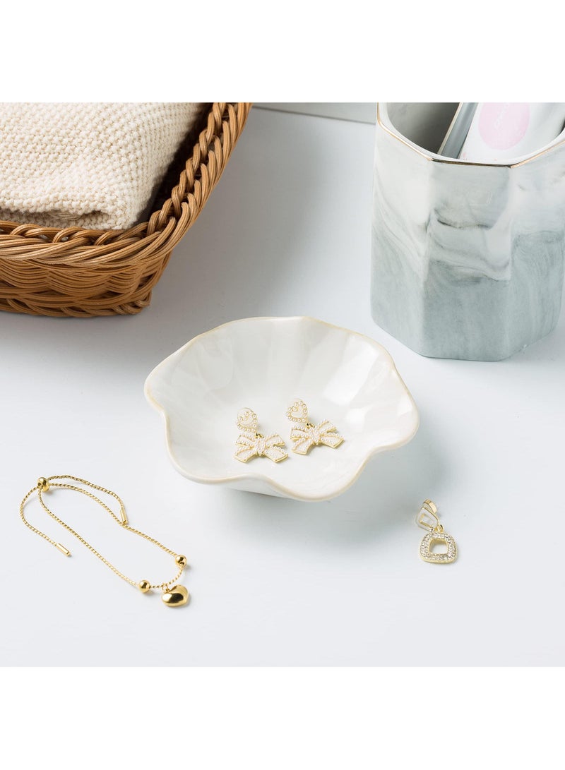 Sweet seven Jewelry Dish Tray - Ceramic Trinket Tray for Rings, Keys, and Decor - Elegant Gift for Friends, Sisters, Daughter, Mother (Milky White) - Image 4
