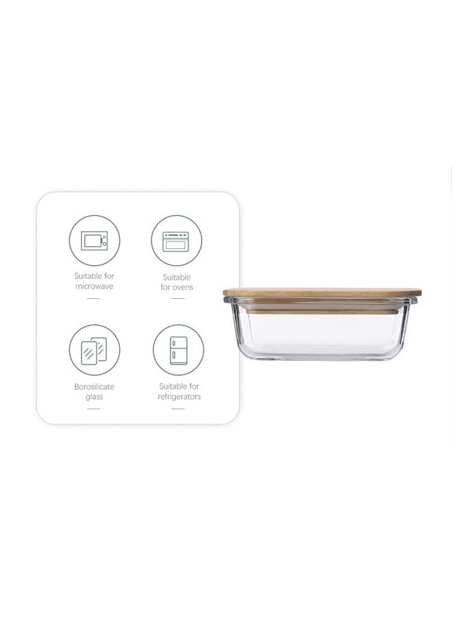 PRICE BEATER Meal Prep Glass Food Storage Containers, Food Containers with Airtight Bamboo Lids, Lunch Box, Eco friendly Glass Meal Prep Containers, with 3 Stretchable Elastic bands (Set of 3) - Image 3