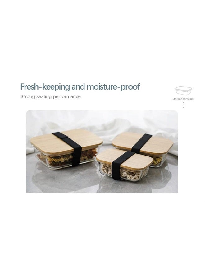 PRICE BEATER Meal Prep Glass Food Storage Containers, Food Containers with Airtight Bamboo Lids, Lunch Box, Eco friendly Glass Meal Prep Containers, with 3 Stretchable Elastic bands (Set of 3) - Image 5