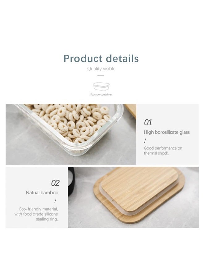 PRICE BEATER Meal Prep Glass Food Storage Containers, Food Containers with Airtight Bamboo Lids, Lunch Box, Eco friendly Glass Meal Prep Containers, with 3 Stretchable Elastic bands (Set of 3) - Image 4