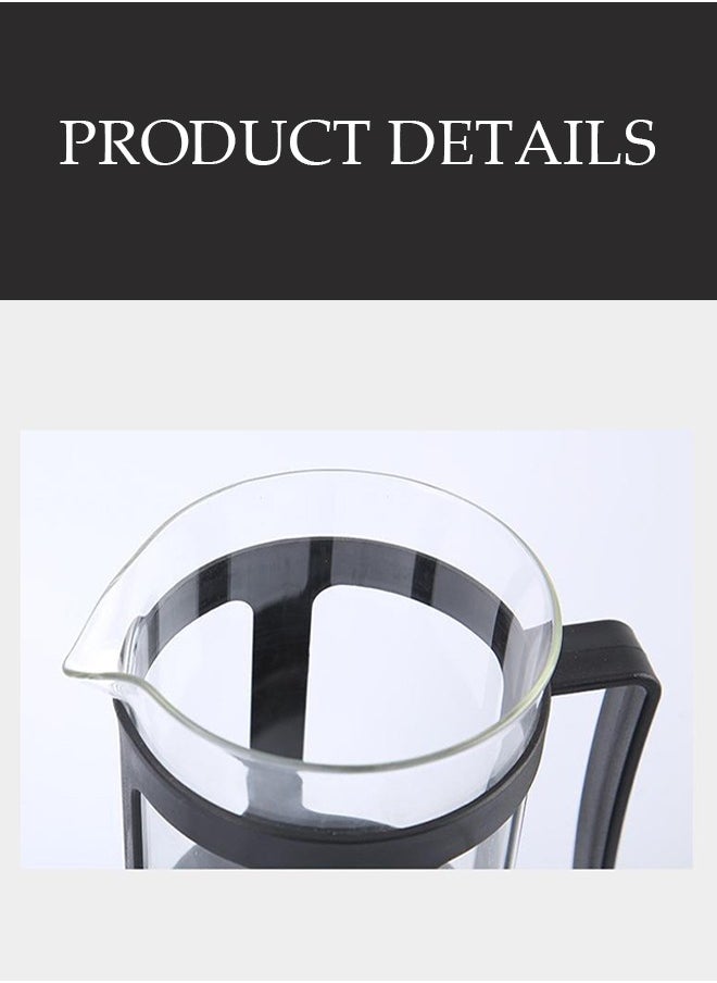 DUNISO - French Press Coffee Maker, high boron glass coffee pot, portable coffee pot, heat resistant coffee brewer with handle, suitable for home office use, 350ml, 15 * 9cm - Image 1