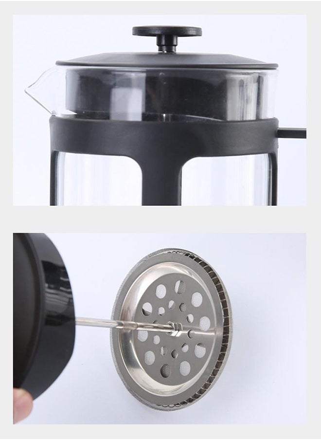 DUNISO - French Press Coffee Maker, high boron glass coffee pot, portable coffee pot, heat resistant coffee brewer with handle, suitable for home office use, 350ml, 15 * 9cm - Image 1