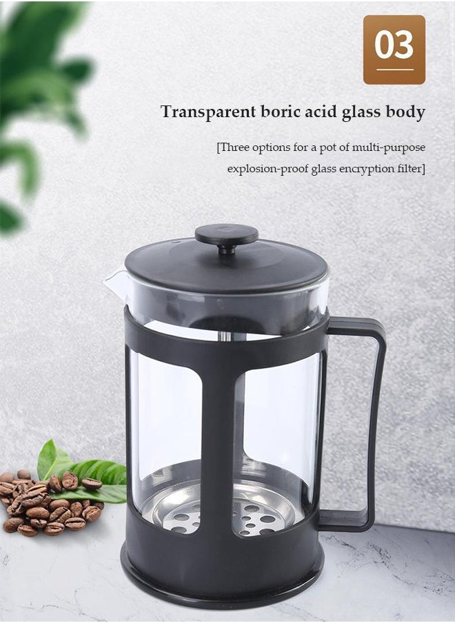 DUNISO French Press Coffee Maker, high boron glass coffee pot, portable coffee pot, heat resistant coffee brewer with handle, suitable for home office use, 350ml, 15 * 9cm  - Image 5